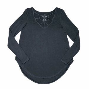 American Eagle Grey Strappy Cutout Long Sleeve‎ Blouse Top Size XS